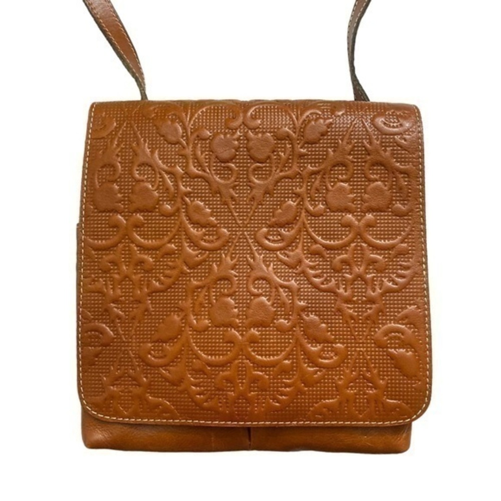 Patricia Nash Folklore Artisan Granada Florence Brown Leather Crossbody Bag